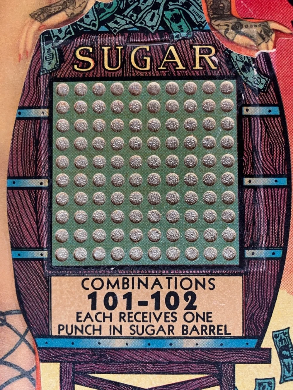 RARE Unused Vintage Pin-up Punchboard Game 